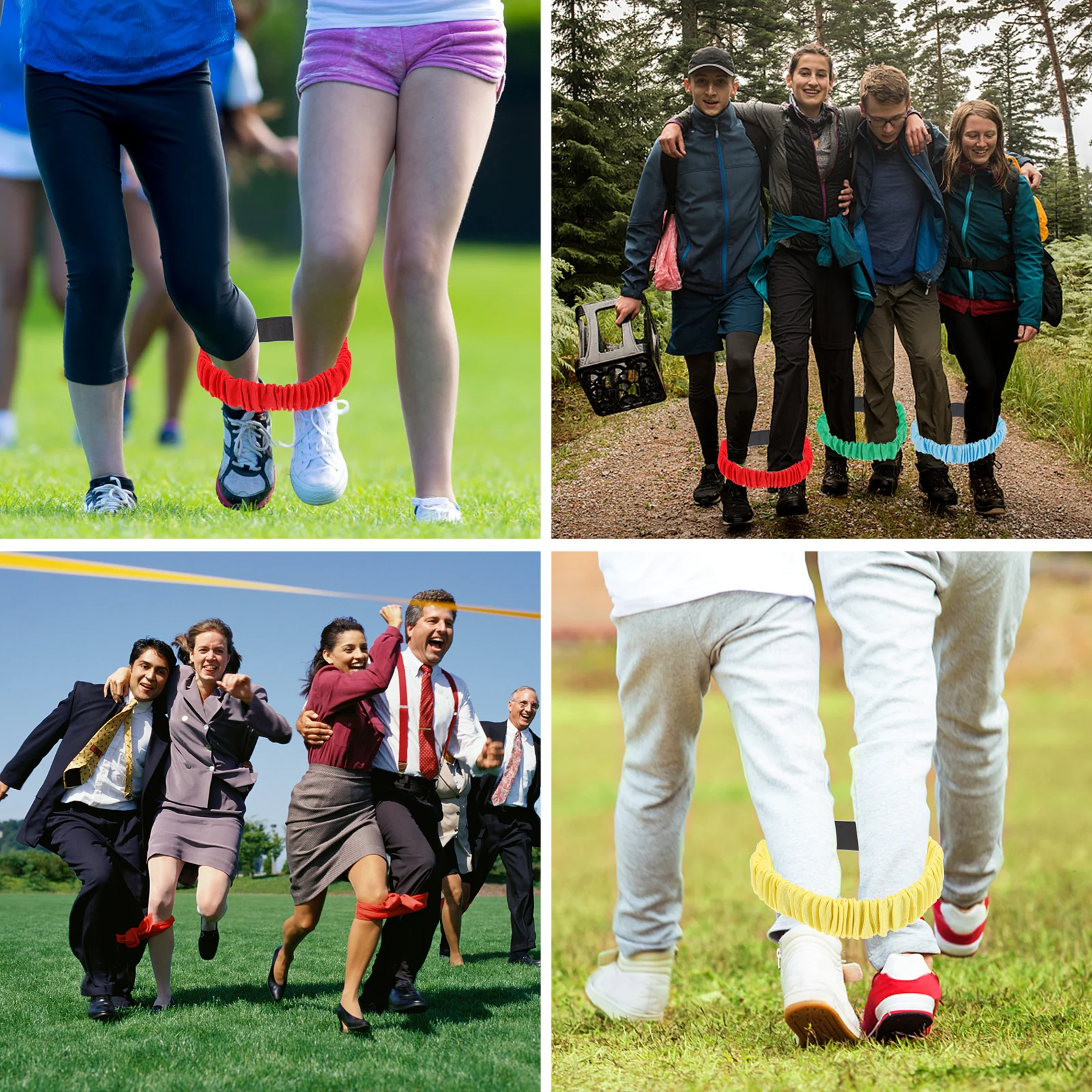 

4pcs Game Bindings Elastic Tie Ropes For Two People Three-Legged Race Party Sports Play Carnival School Fun Day Race Bands