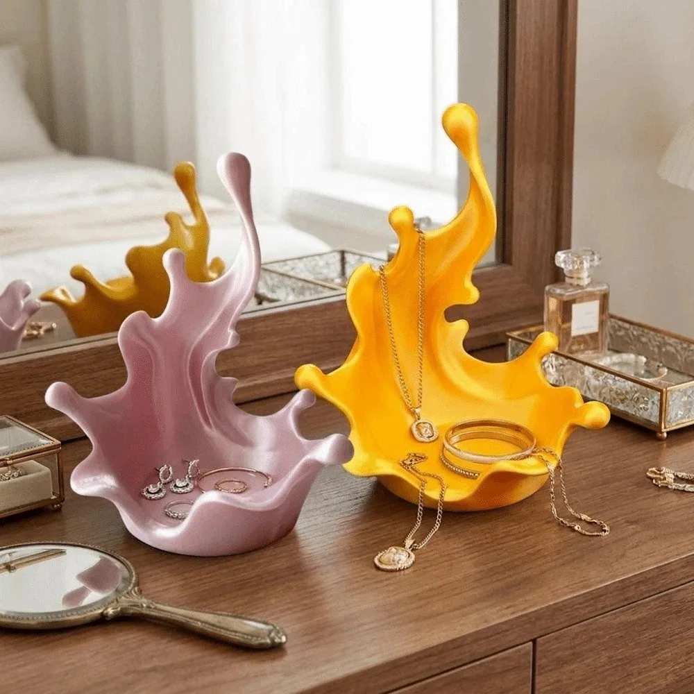 3D Printed Splash Shaped Jewelry Tray Wave Shaped Plastic Earring Necklace Storage Dish Decorative Vivid