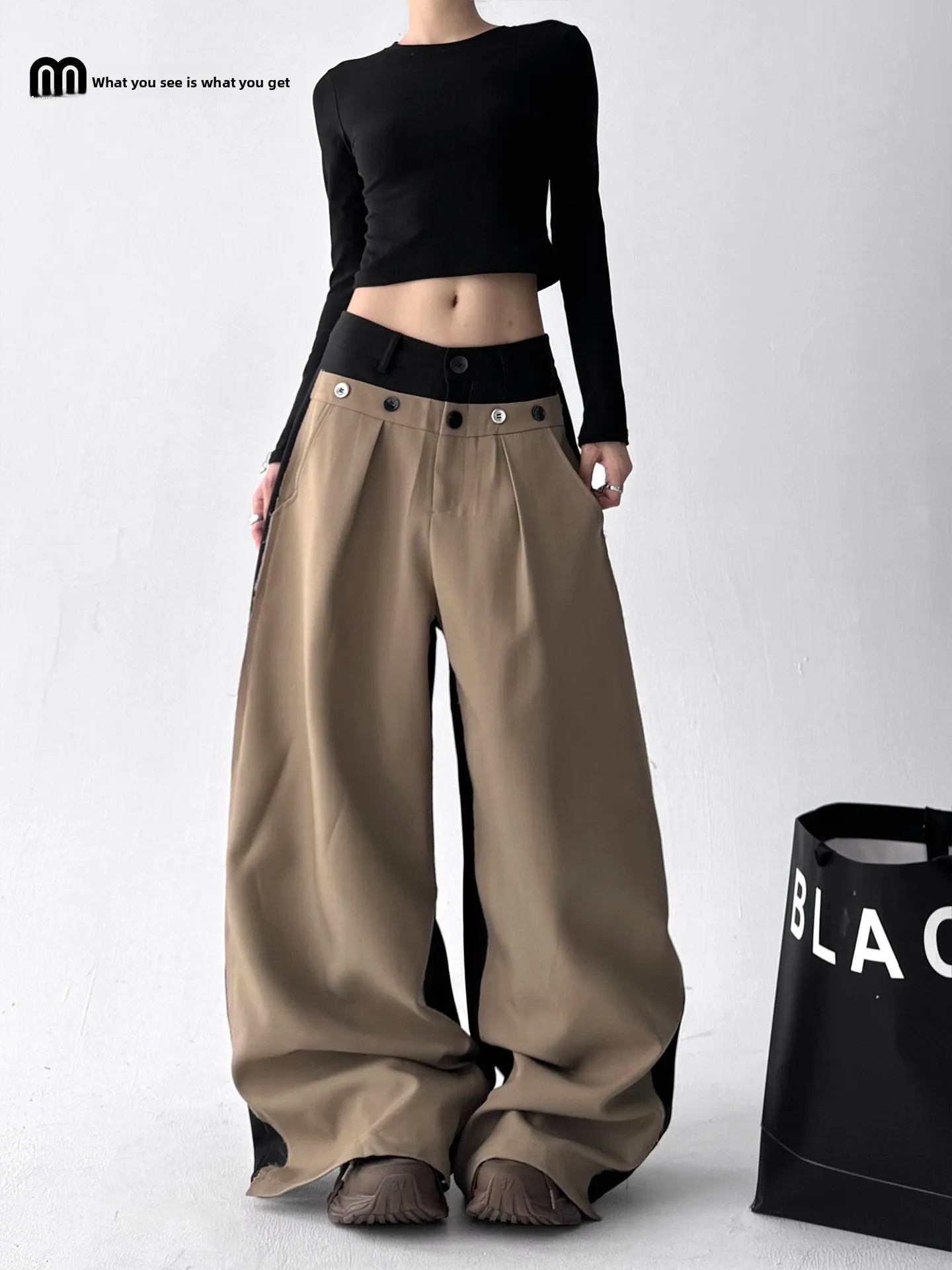 

Модные женские брюки с высокой талией и широкими штанинами для уличных танцев, повседневные, осень 2025, новинка, для высоких женщин