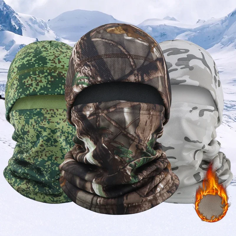 2 Piece Set Camouflage Thermal Head Cover Cold Protection Fleece Lined Windproof Protective Ear Cover for Men Women Autumn