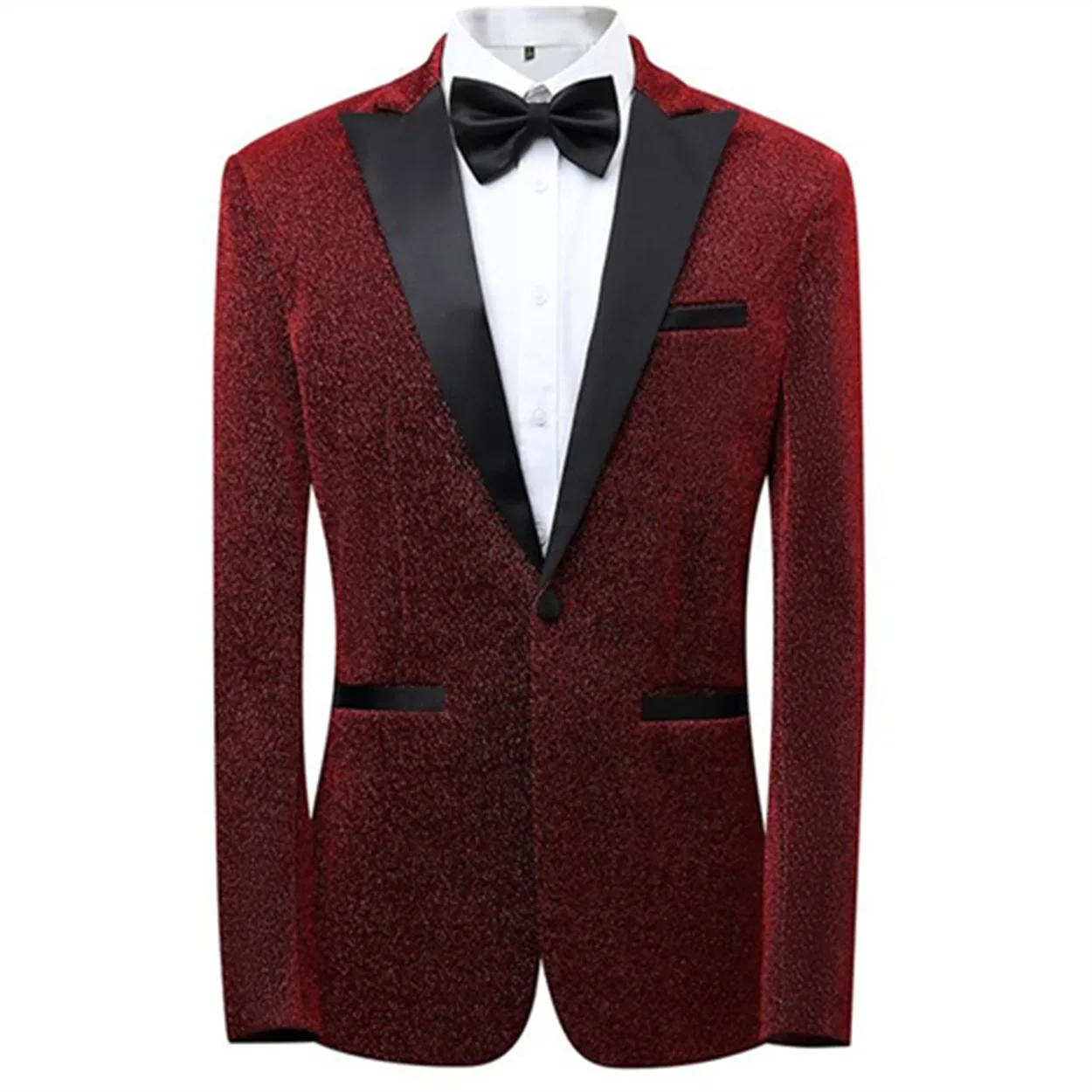 Bright silk suit for men，high-quality wedding art ，Creative design ，One-Button gun lapel Fitted Suit Blazer，Banquet