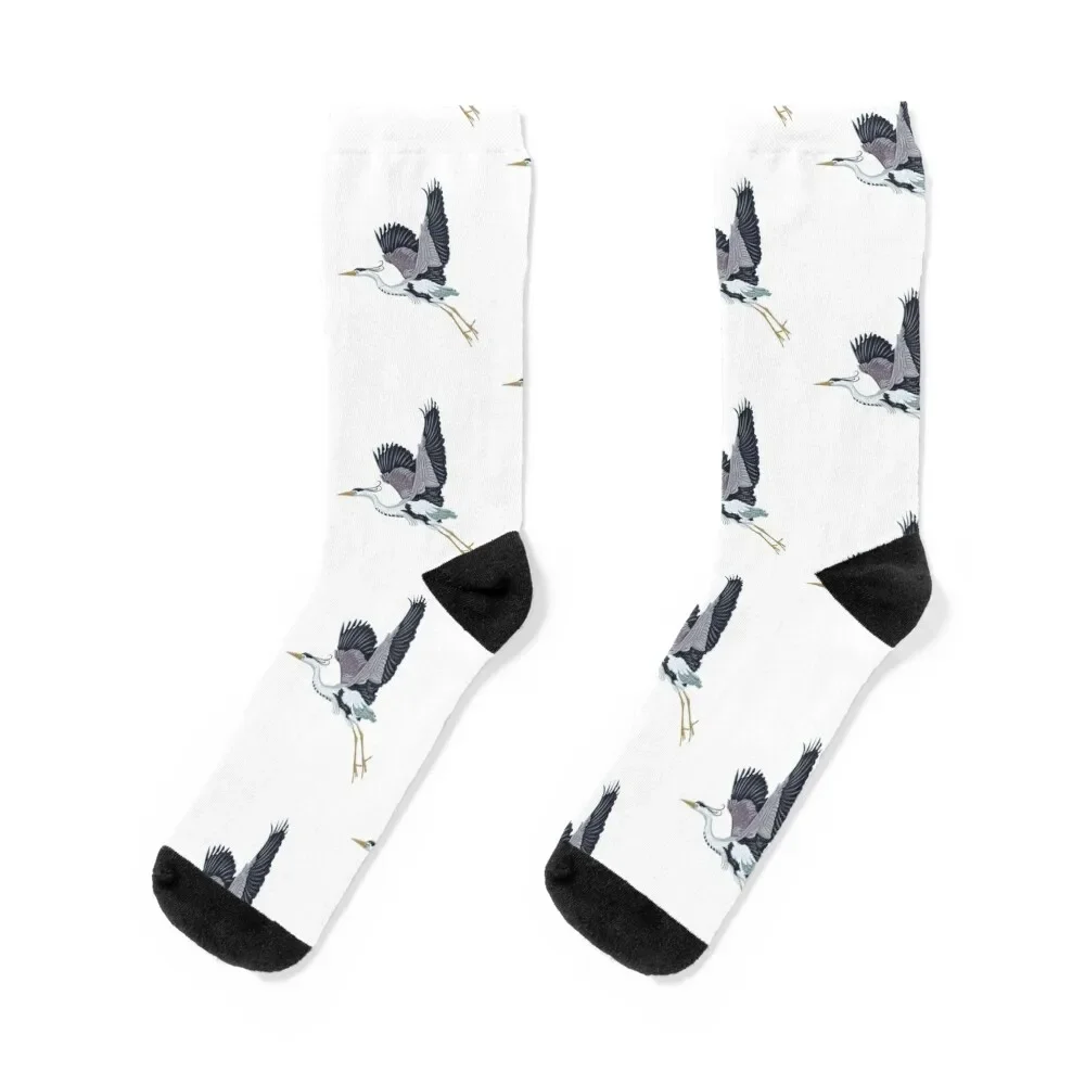 Flying Blue Heron Wildlife Bird Socks Argentina snow Woman Socks Men's