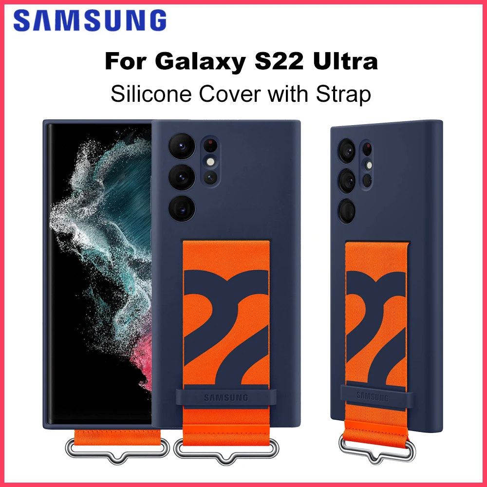 

Original For Samsung Official S22 Ultra Silicone Cover with Strap for Galaxy S22Ultra silicone case cover with strap EF-GS908
