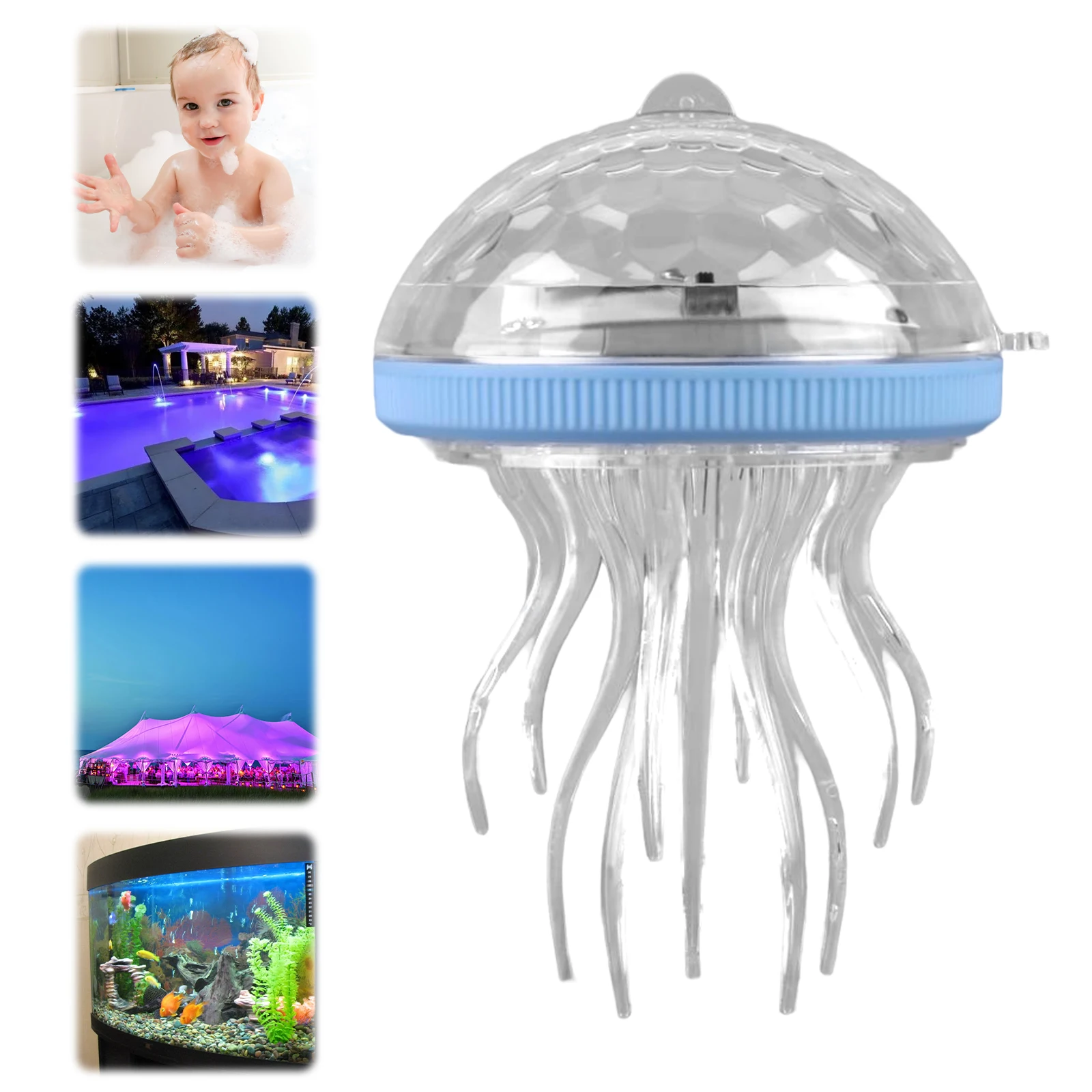 Solar Jellyfish Pool Light Dynamic RGB Color Changing Rechargeable Hanging Light Waterproof Dimmable Night Light for Garden Yard