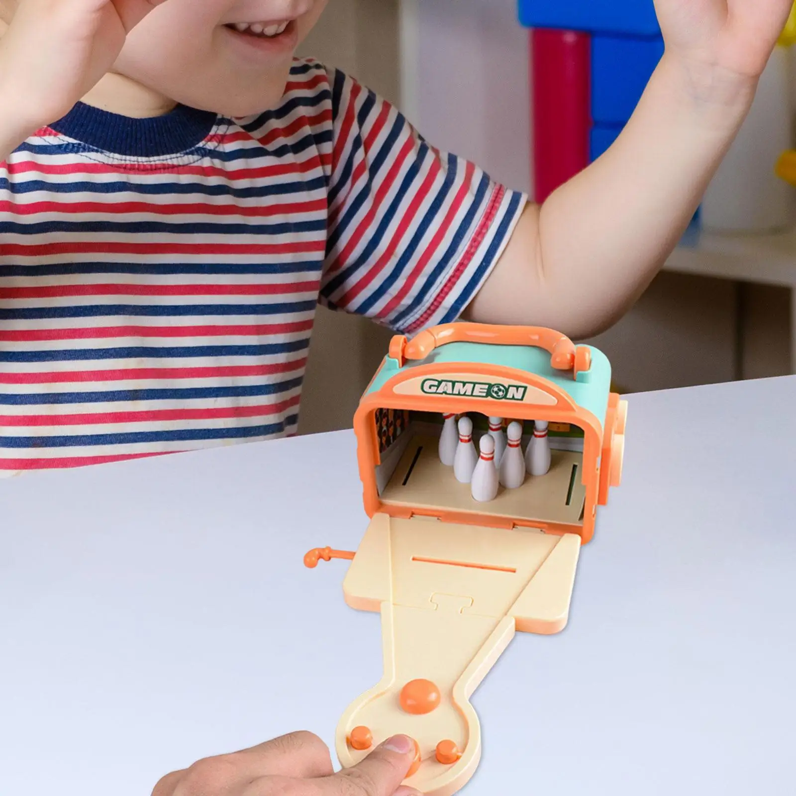 

Mini Bowling Pins Puck Game Interactive Toy Early Educational Sensory Toys Tabletop Bowling Game Board Game for Indoor Party