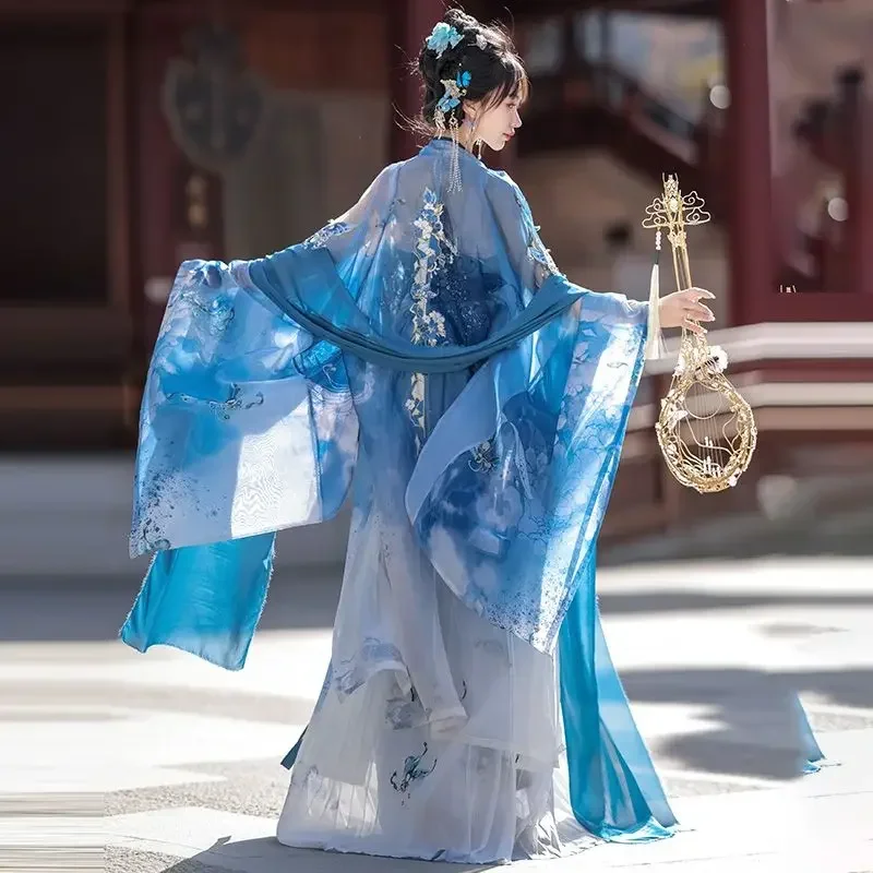 Weiyang-Falda plisada Qi Hezi para mujer, prenda con bordado Original de la dinastía Tang, longitud del pecho, Hanfu chino de verano