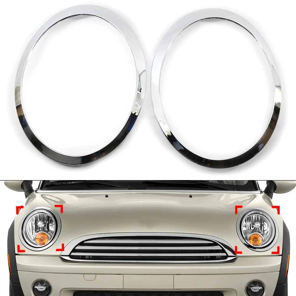 1 Pair Chrome Car Headlamp Headlight Trim Ring For BMW MINI R55 R56 R57 R58 R59