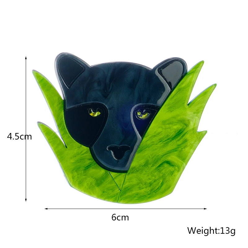 YAOLOGE Acrylic Grass Panther Brooches For Unisex Cartoon Pin Childish Badge New Arrival Accessories Birthday Gift Jewelry Брошь