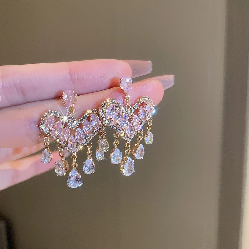 Übertriebene Luxus Kristall Blume Ohrstecker Damen Temperament Elegantes Modedesign Hochzeit Schmuck Valentinstag Geschenke