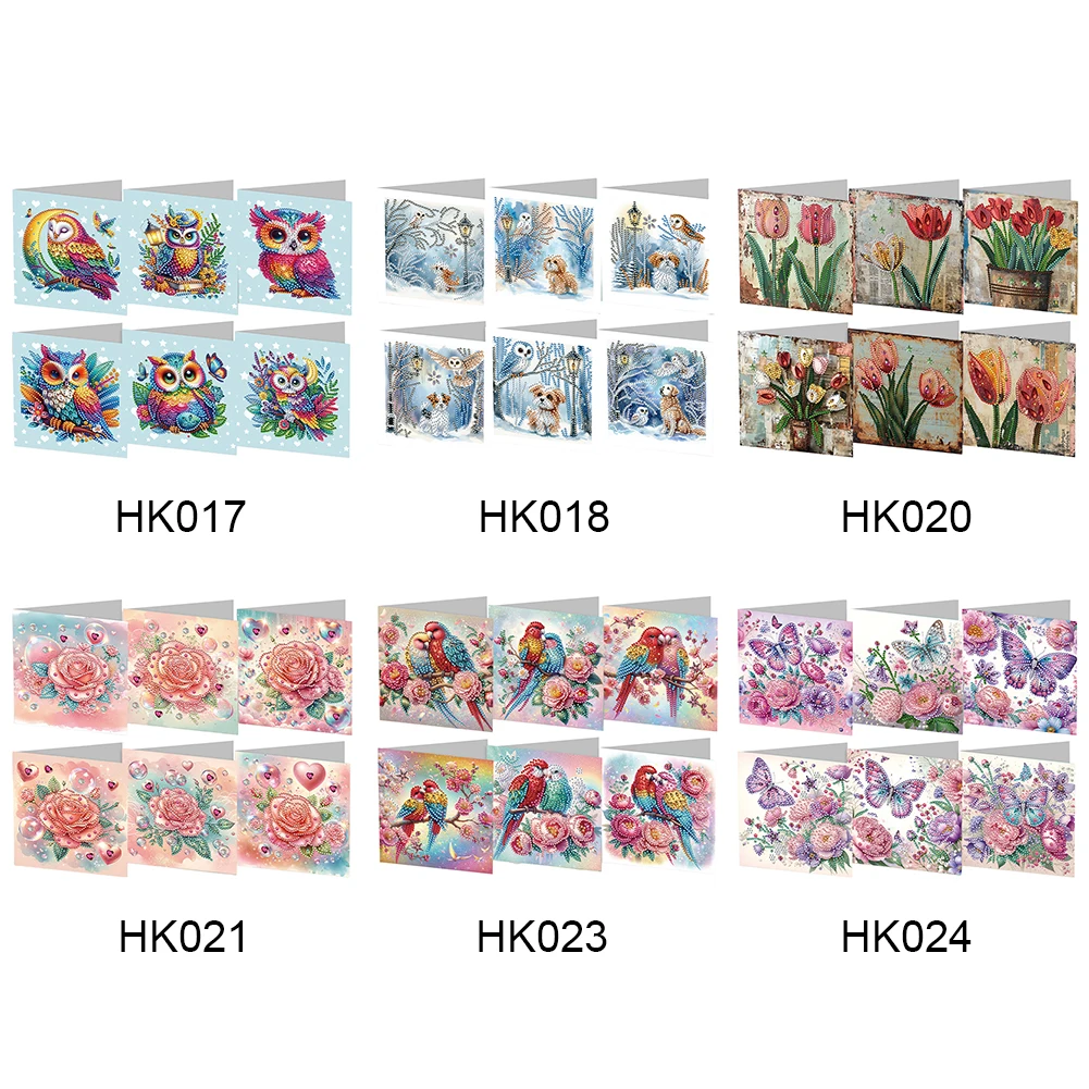 4-12pc DIY Diamond Painting Greeting Card New 2024 Christmas Festival Card Folded Daily Wish Cards Gifts for Family Friends