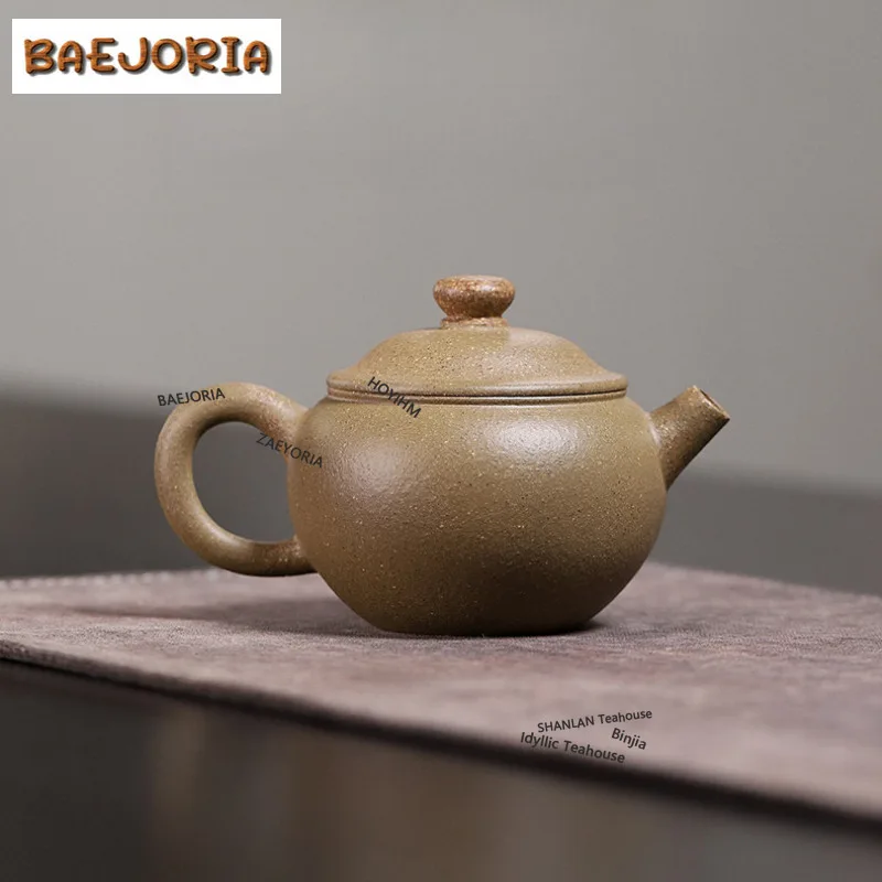 BAEJORIA 150ml Ancient Yixing Purple Clay Teapots Handmade Large Wheel Pot Raw Ore Coarse Sand Green Downhill Mud Kettle Zisha
