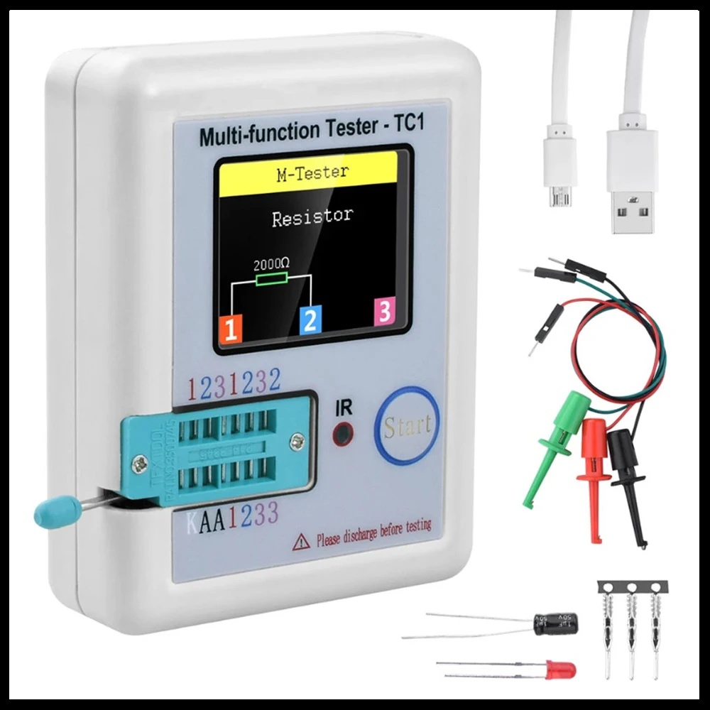 

LCR-TC1 Transistor Tester Multimeter Colorful Display TFT For Diode Triode MOS/PNP/NPN Capacitor Resistor Transistor