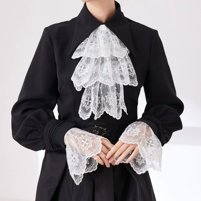 Elegante laço multi-camadas plissado cachecol tribunal colar decorativo destacável colar falso palhaço traje acessórios