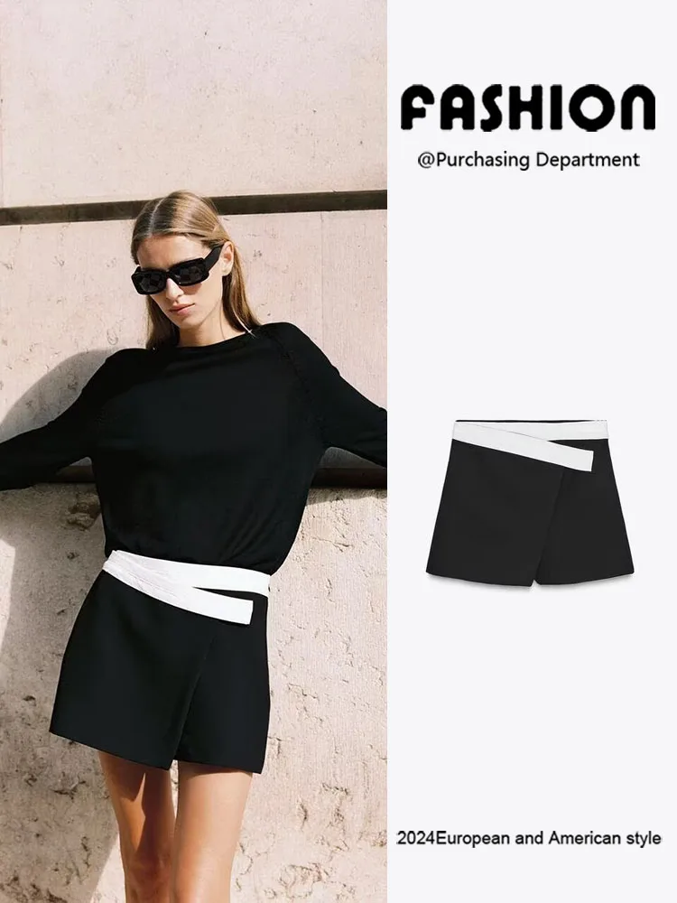 مريح ومتعدد الاستخدامات، وصول جديد لخريف، موضة نسائية بتصميم بلوكات ألوان، تنورة بنطلون بتصميم خصر مزدوج الياقة، ملابس عرقية ...