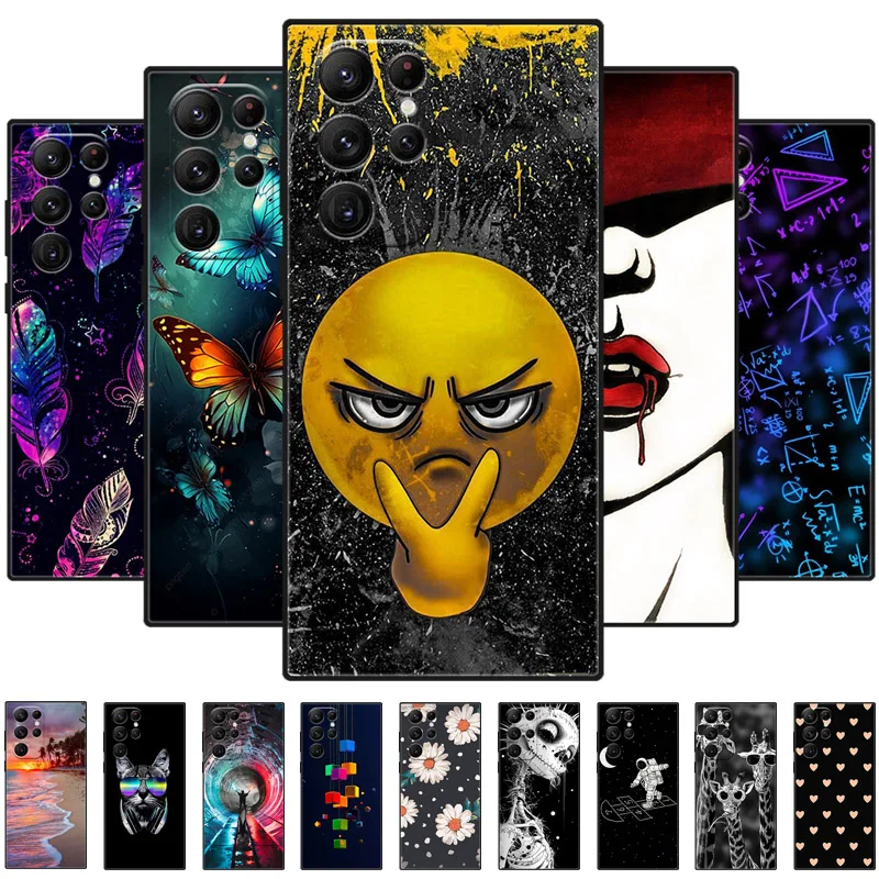 For Samsung S25 S22 Ultra 5G Case S25 Edge Lovely Flower Printed Cover Phone Cases For Galaxy S23 S24 FE Silicon Soft TPU Shells