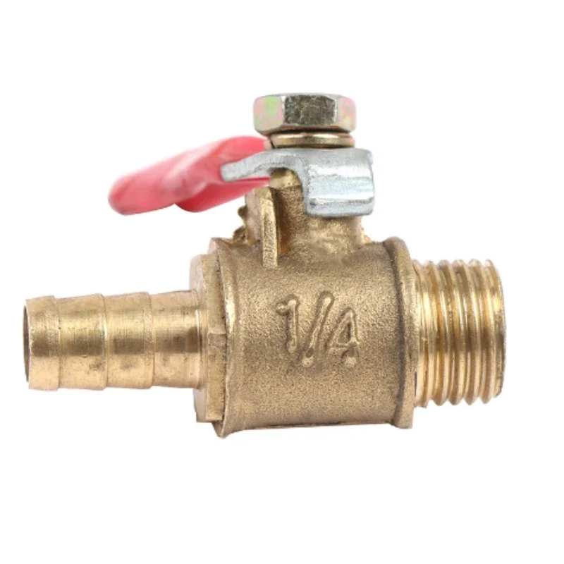 Brass Barbed ball valve 1/8 3/8'' 1/4'' Male FemleThread Connector Joint Copper Pipe Fitting Coupler Adapter 8/10/12mm Hose Barb