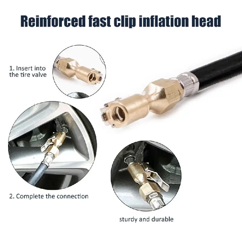 Digital Tire Inflator With Pressure Gauge 200PSI Heavy Duty Air Chuck Compressor Accessories With Rubber Hose And Quick Connect