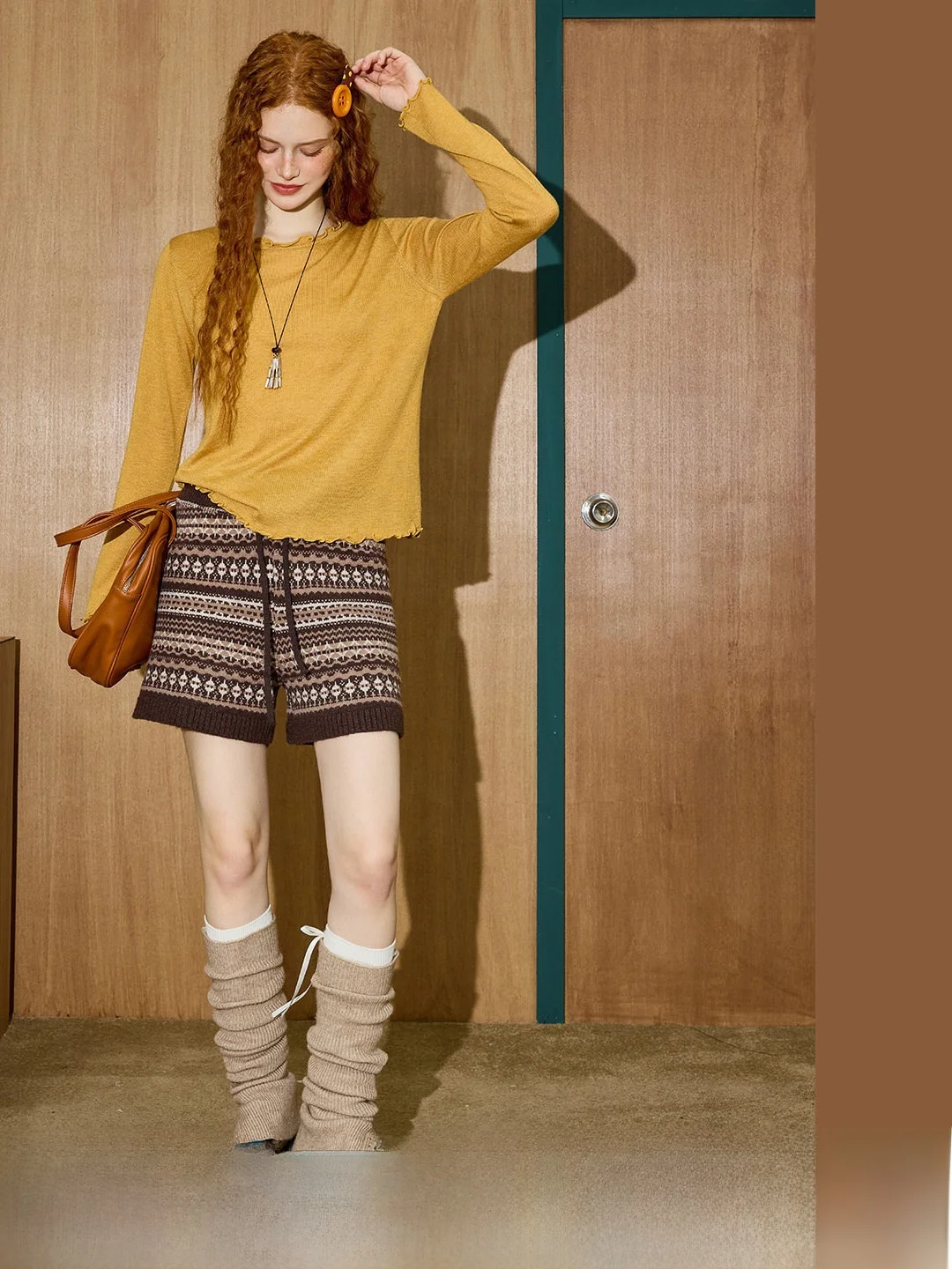 Coolhut Early Autumn Design Yellow Long Sleeve Women's Slim Fit Base Shirt Top Casual Style Fashionable T-Shirt Bodycon Style