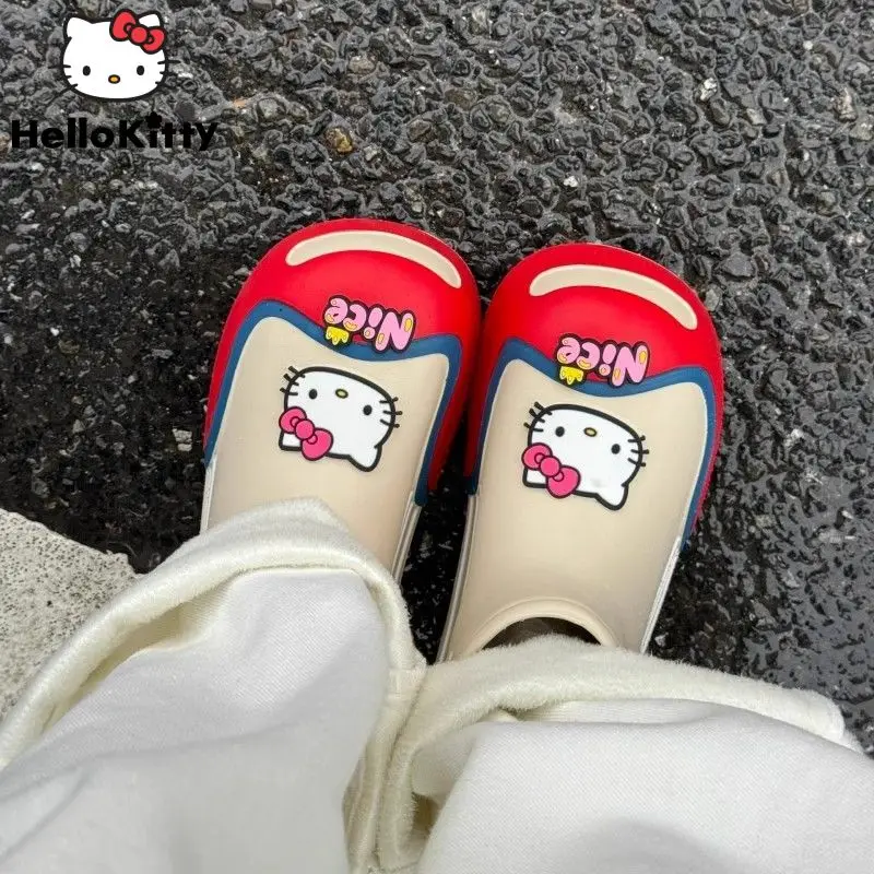 Sanrio Hello Kitty scarpe da pioggia Y2k Cute Summer Versatile suola spessa stivali con punta tonda impermeabili antiscivolo scarpe da pioggia a