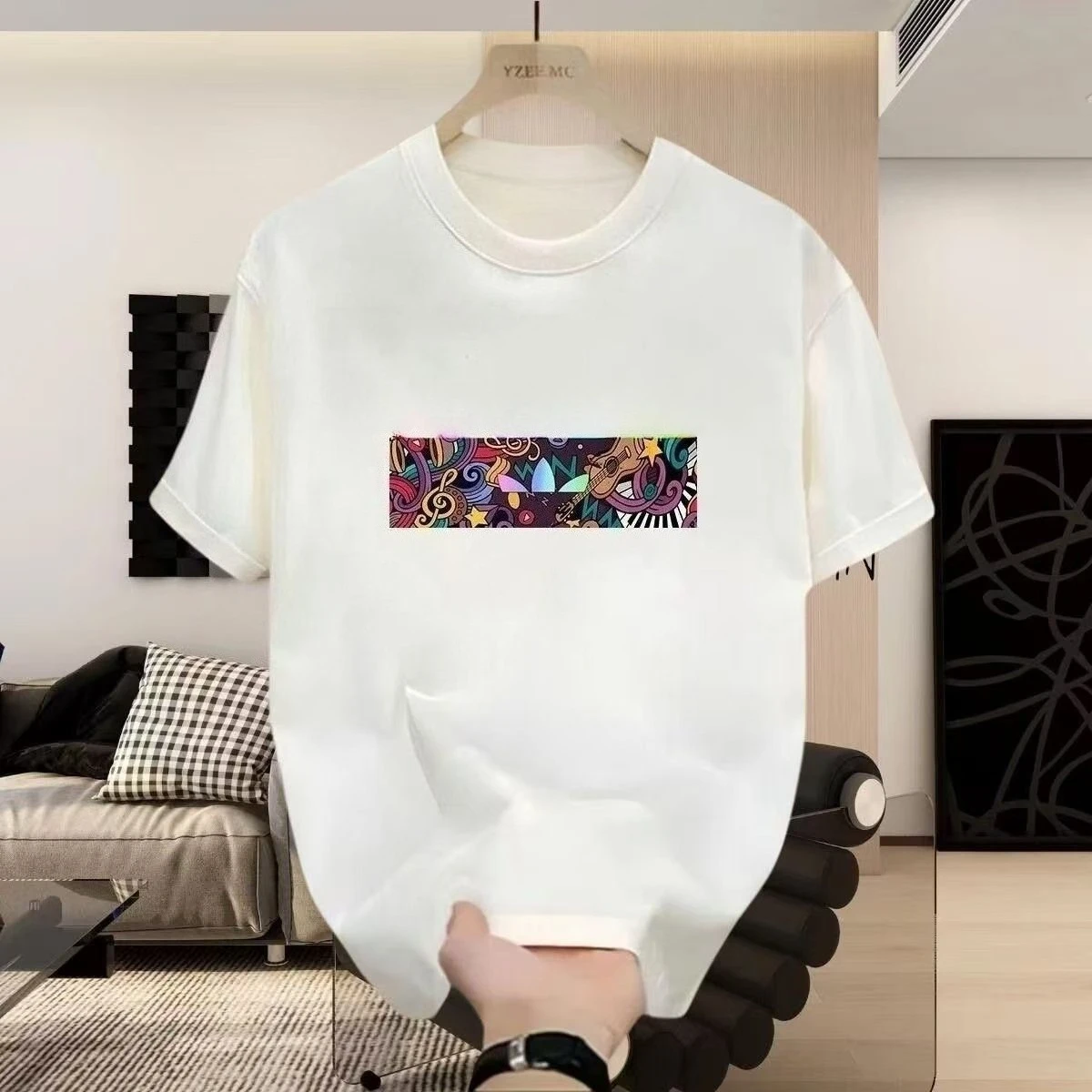 

Модная футболка с принтом в стиле American Ruffian, унисекс, летняя, свободного кроя, с коротким рукавом и круглым вырезом