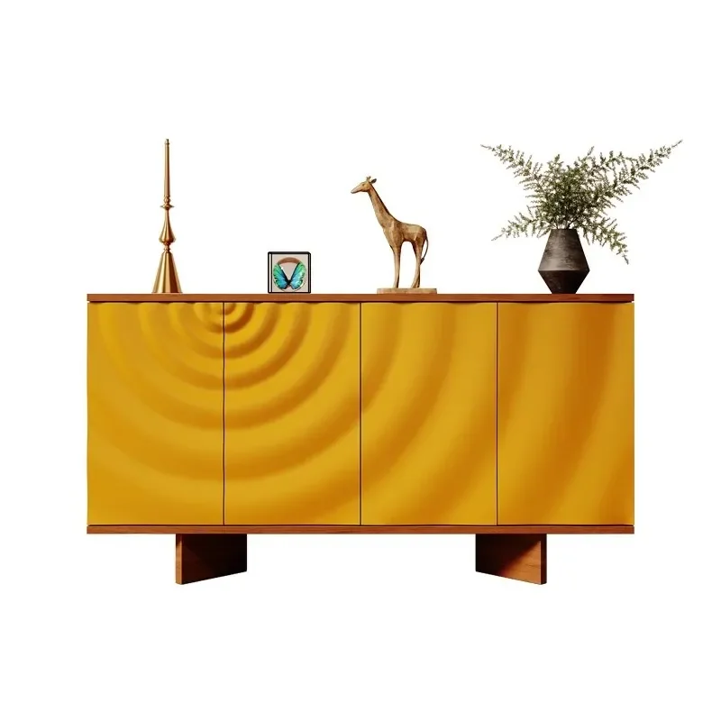 Modern Italian Style Solid Wood Wall Cabinet with Water Ripple Glass Door Luxury Living Room Dining Sideboard Decorative