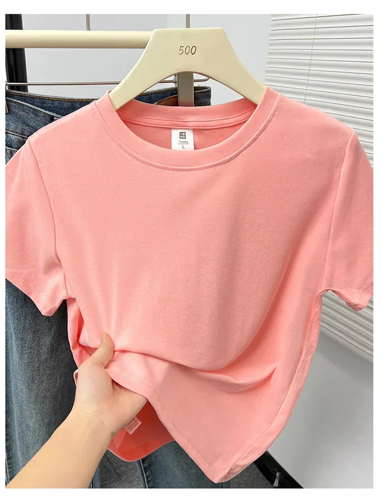 2026 Sommer Neue Hochwertige Lässige T-Shirts Sexy Kurzarm Modischer Trend Einfarbige Damenkleidung Y2k Tops – Detail 19