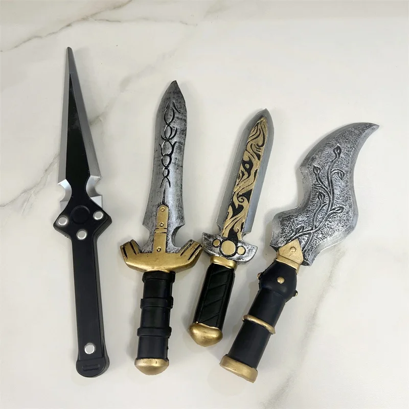 Sword And Short Knife Dagger Props Cosplay Weapons Knife Scary Role Playing Halloween Gifts Model Safety PU Rubber Toys