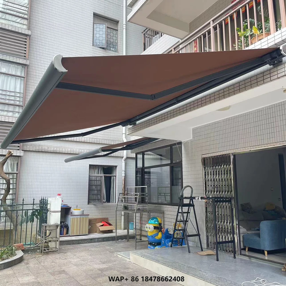 

Aluminum Alloy Waterproof Awning Folding Arm Motorized Retractable Outdoor Patio Porch Sunshade Heavy Duty