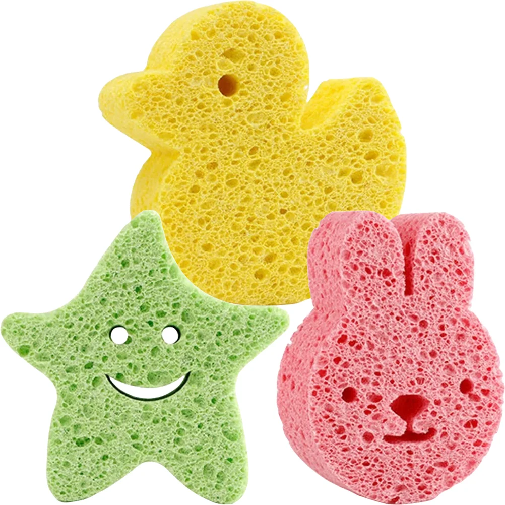 

3 Pcs Body Children's Bath Sponge Baby for Hair Wood Pulp Cellulose Sponges Bathing