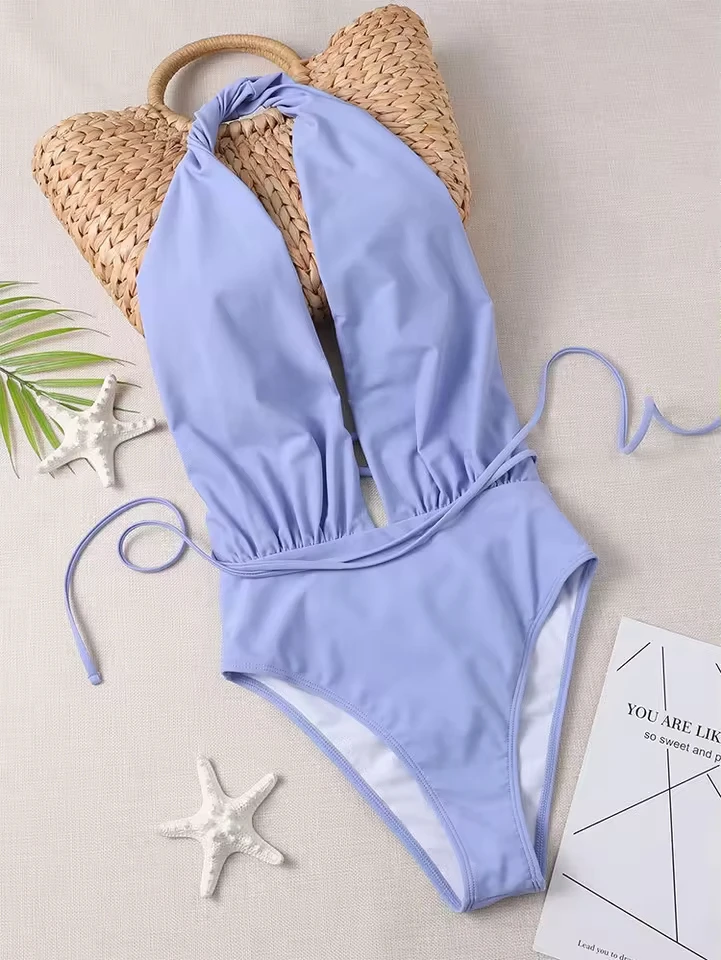 Sexy Strapless Deep V Neck One Piece Bikini Backless Beach Swimming Suit Women's Ins Swimsuit New Hot Sale Of The Season Trendy