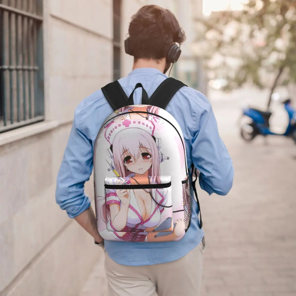 

Cartoon Super Sonico Game Cute Girl Backpack Student BookBag Children School Bag Laptop Shoulder Bags for Men Women