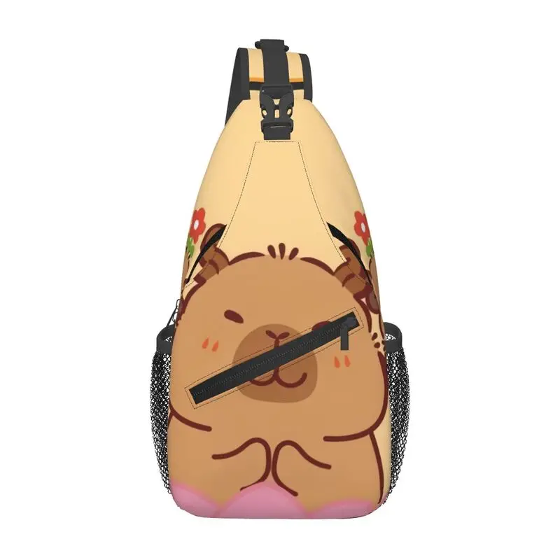 

Custom Cute Capybara Sling Bag Men Cool Shoulder Crossbody Chest Backpack Travel Hiking Daypack