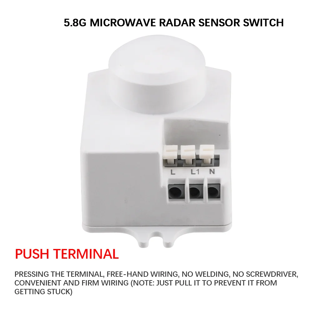 TDL-1912 Microondas Radar Sensor Interruptor AC 85-250V Microondas Indução Automática Interruptor Inteligente Presença Humana Sensor de Movimento