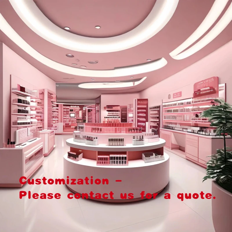 

custom.Fine Craftsmanship Beauty Store Kiosk Cosmetics Furniture Cosmetic Island Display Factory LED Light Wood Display Counter