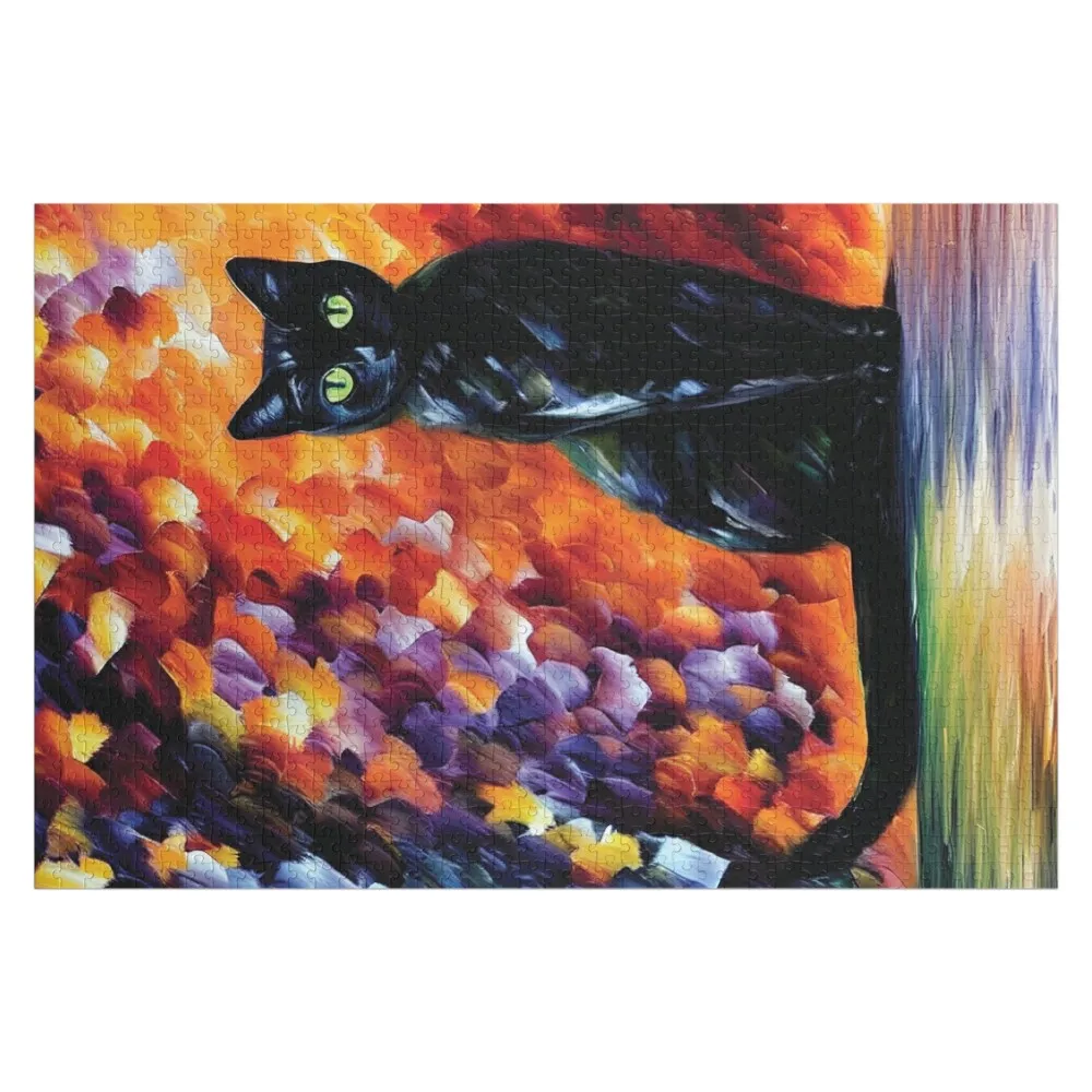 

Black Cat Leonid Afremov Style Jigsaw Puzzle Wood Adults Personalized Name Name Wooden Toy Puzzle