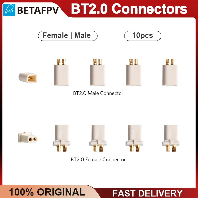 10 peças conectores betafpv bt2.0 plugue macho/fêmea conjunto 1.0 conector de pino banana para rc fpv 1s minúsculo whoop bateria de drone sem escova