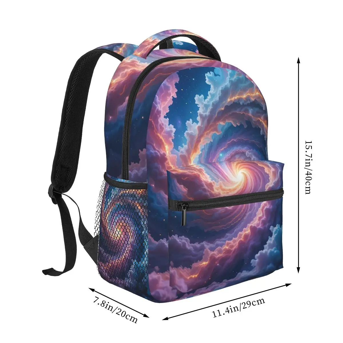 Galaxy Spiral Cosmic Vortex Nebula Starry Swirl Student Backpack School Bag Hiking Travel Daypack for Kids Bookbag Shoulder Bags