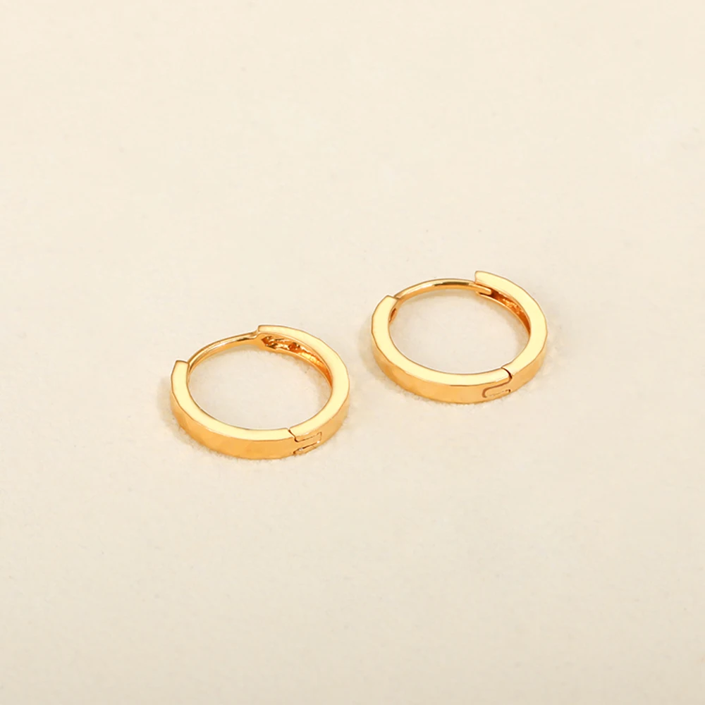 Au750 Real Solid 18K Yellow Gold Women Lucky Full Star Hoop Earrings 0.9g Best Gift