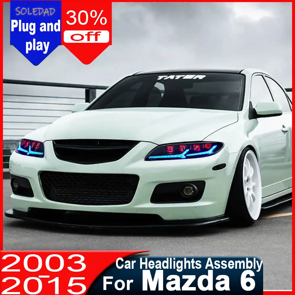 For Mazda 6 Atenza LED Headlight 2004-2015 Mazda 6 Head Lamp Drl Projector Lens Auto Accessories Plug and play