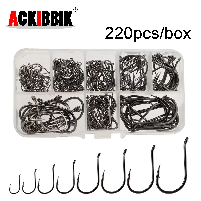 

Ackibbik 220pcs Fishing Hooks Set Fish Hooks Freshwater Fishhook Large Size Worm Soft Bait Jig Fishhooks, Size 22 20 18 16 14