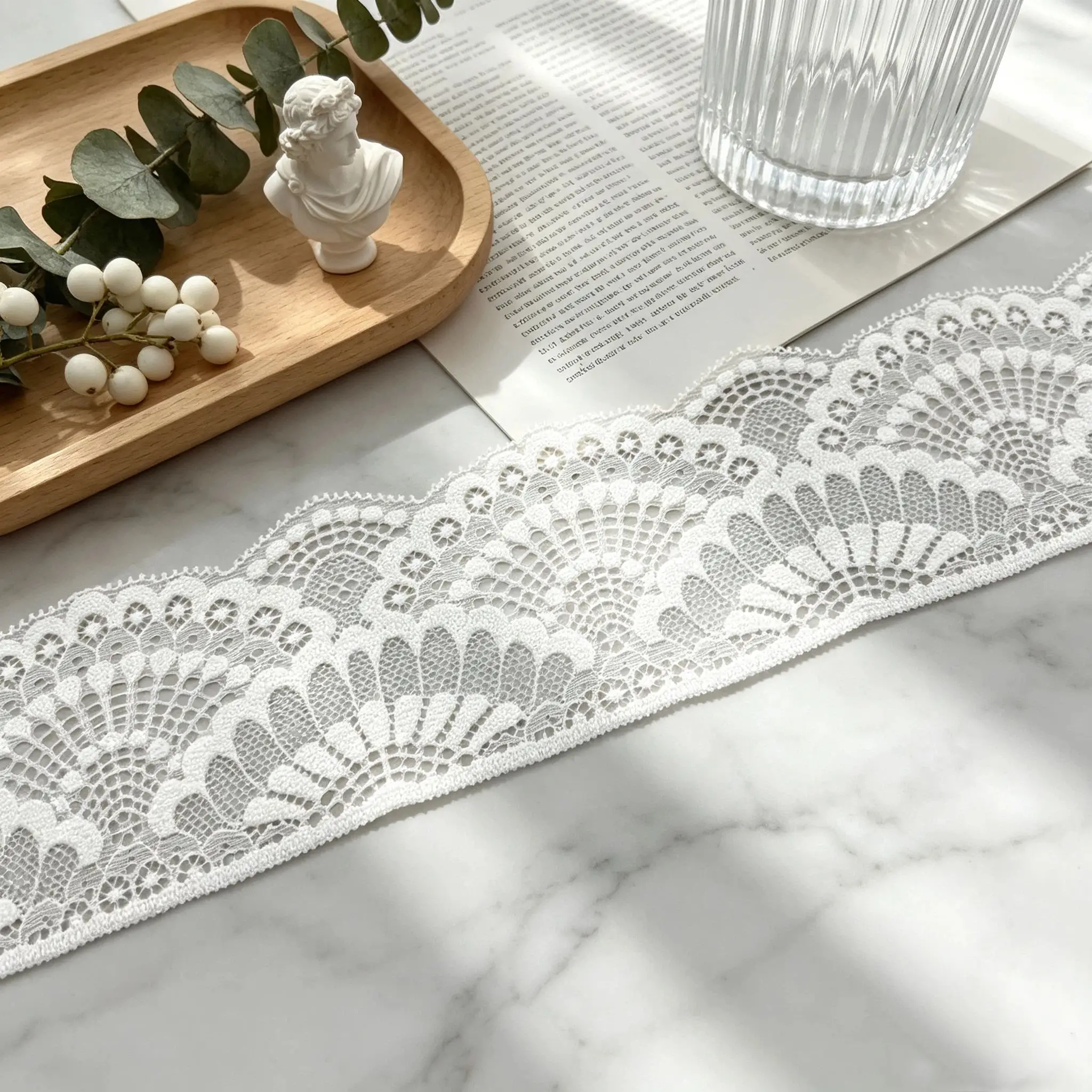 Retro embroidered lace ribbon, 2.75 inches wide, lace decorative craft, suitable for DIY embroidered bed skirt lace