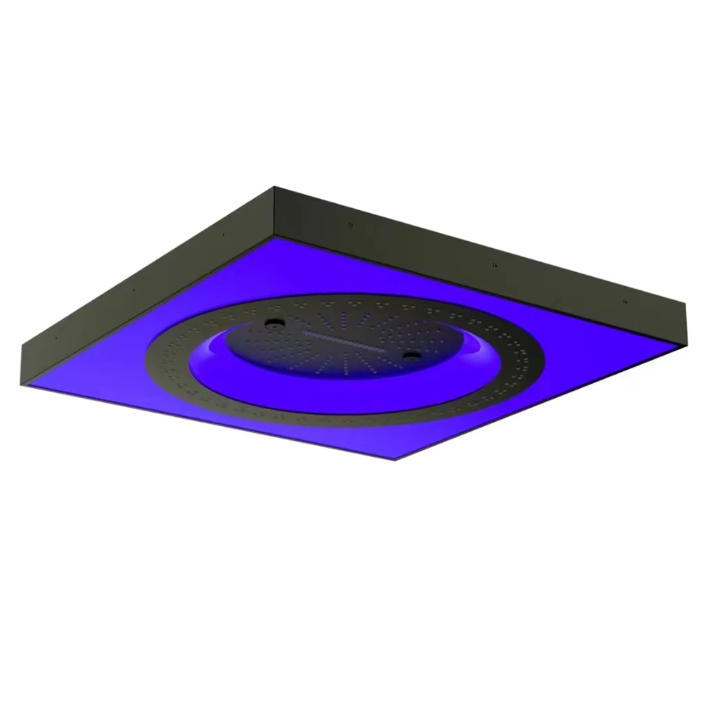 600*600mm montado na parede termostática escondida superior conjunto de cabeça de chuveiro, led chuveiro do banheiro conjunto completo sistema de chuveiro preto