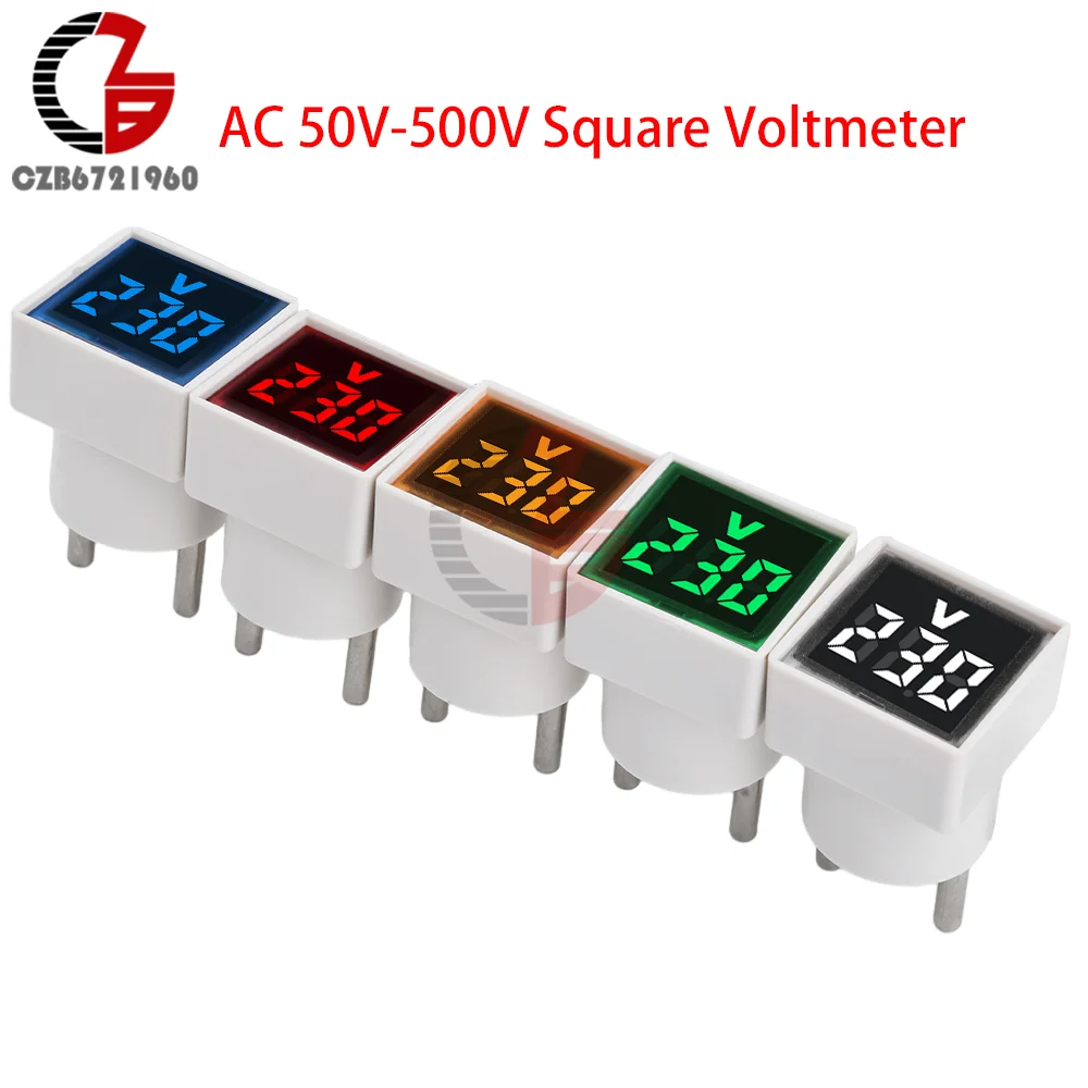 AC 50V-500V Square Voltmeter Digital Voltage Tester Monitor EU Plug LED Display Voltmeter Indicator Light Electrical Instruments