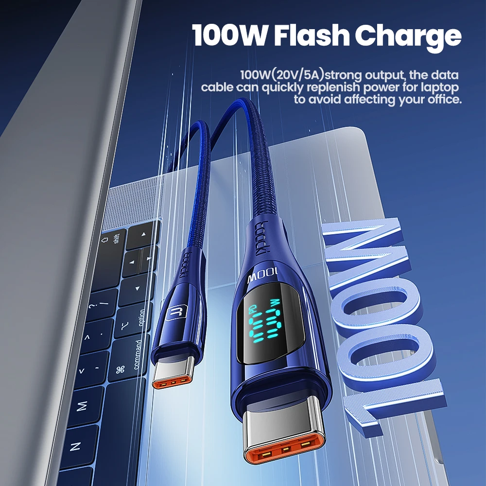 Toocki 100 واط USB C إلى USB C كابل 6A شحن سريع USB نوع C كابل العرض الرقمي بيانات الحبل ل ماك بوك شاومي Realme سامسونج