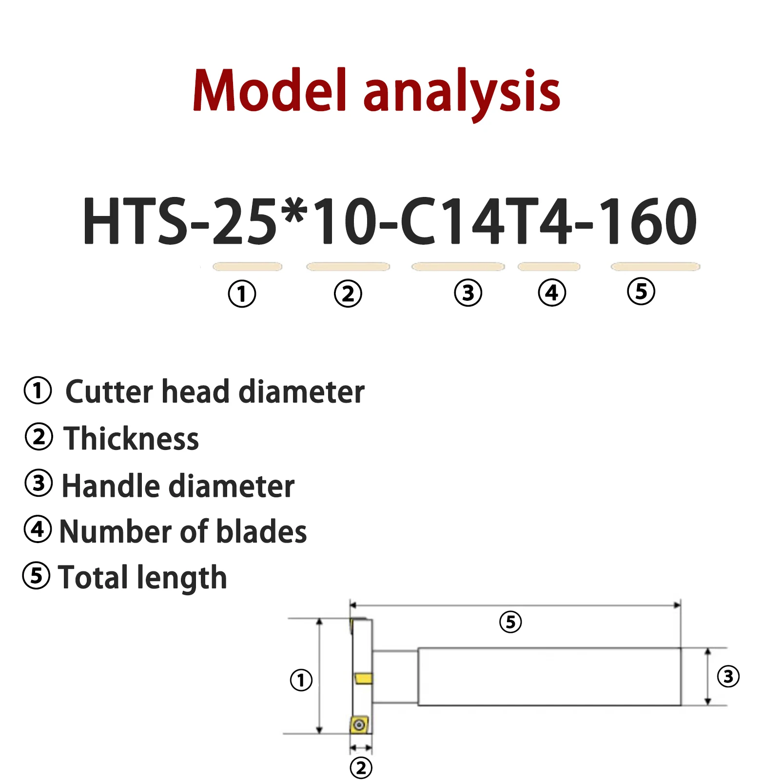 T-Slot Milling Cutter Shank HTS Type for CNC Machining Center, Extended Straight Shank Arbor with Triple Flute Grooving Tool