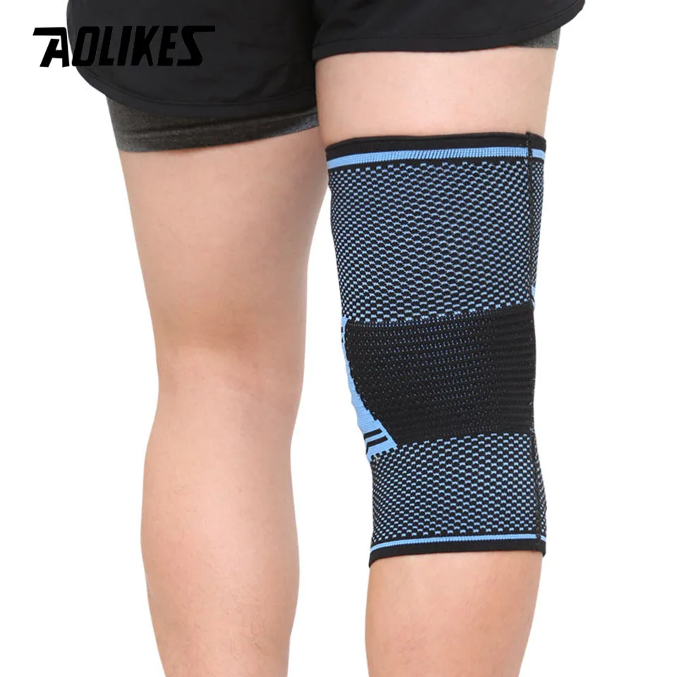 AOLIKES 1 Pair Basketball Running Spring Support Silicon Padded Knee Pads Support Brace Meniscus Patella Protector Sports Safety