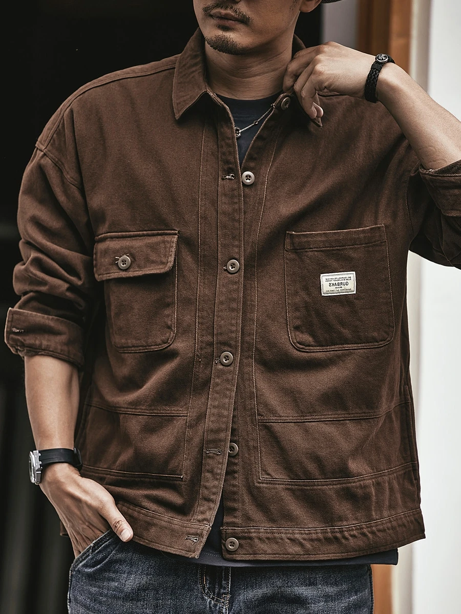 

Американская рабочая одежда в стиле ретро irt, мужская осенняя новая модная свободная повседневная джинсовая куртка Жанна Длинная све Верхняя одежда