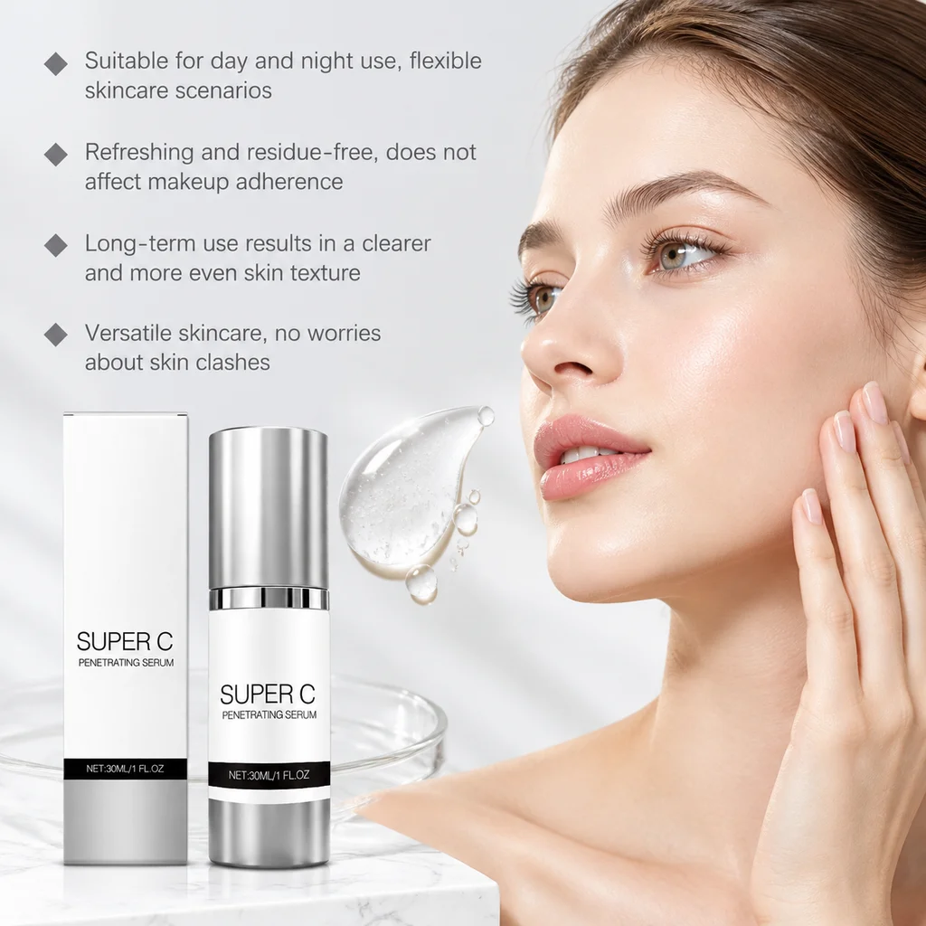 Vitamin C Face Serum Brightening Glowing Skin Pore Shrinking Hydrating Firming Lifting Super Vitamin Essence Face Skin Care