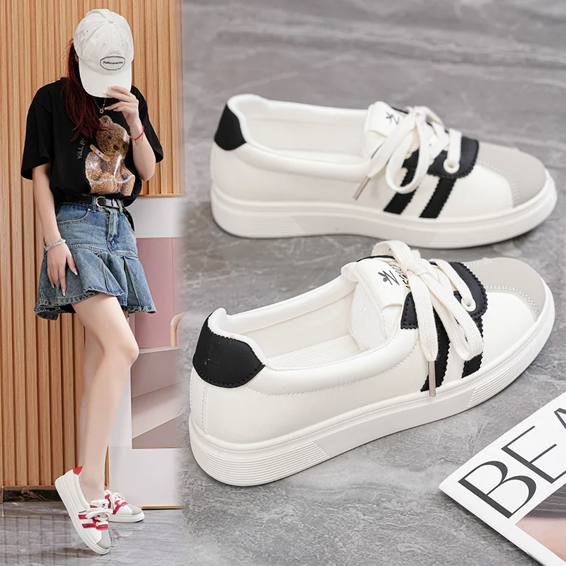 

Модные легкие женские лоферы с круглым носком на плоской подошве со шнуровкой, вулканизированная повседневная обувь с удлиненным отверстием для обуви, Zapatos Casuales De Mujer