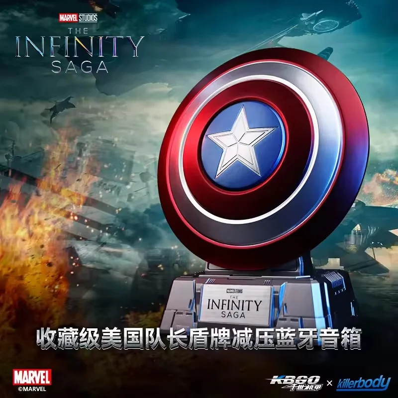 ใหม่ Marvel Captain America 4 Shield ลําโพงบลูทูธ Marvel Handmade ชายเครื่องประดับรูปปั้นของเล่นของขวัญเครื่องประดับ